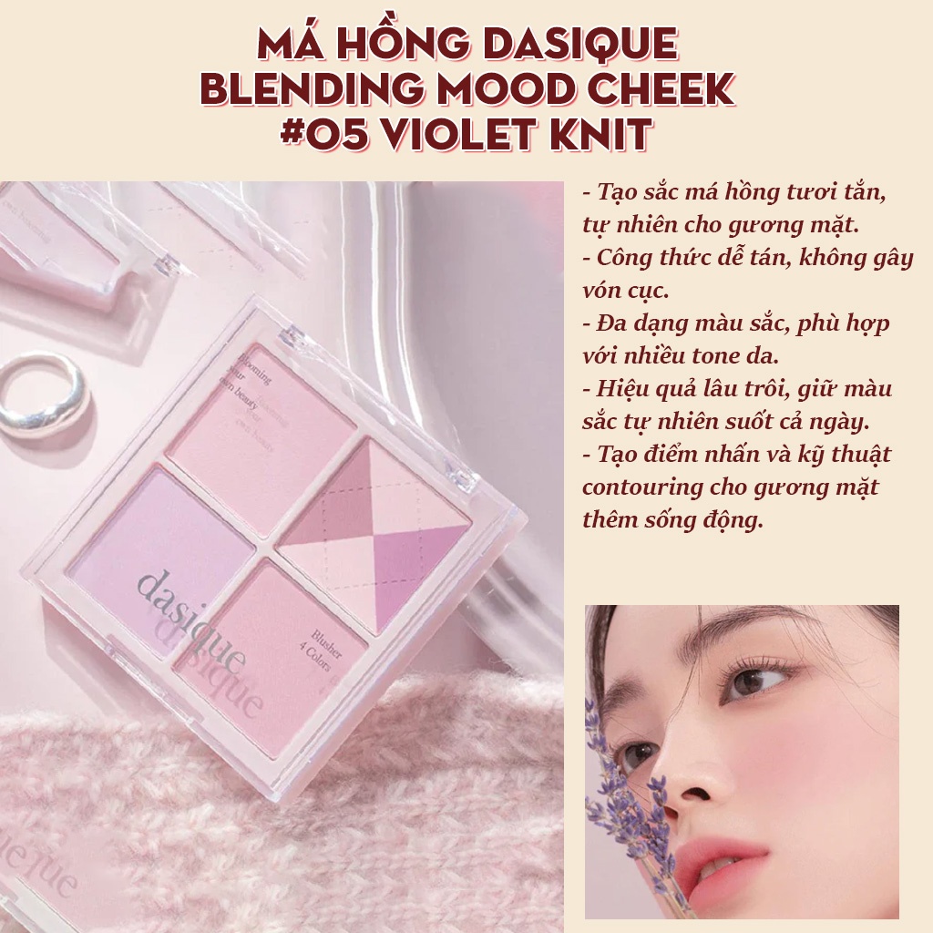 Má hồng DASIQUE blending mood cheek - #05 violet knit