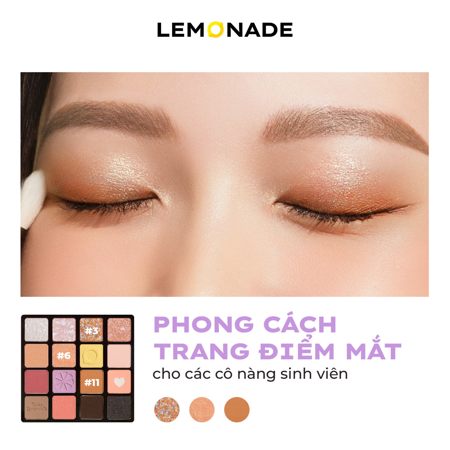 Phấn mắt LEMONADE aesthetic 16 ô - vàng (bản 2)