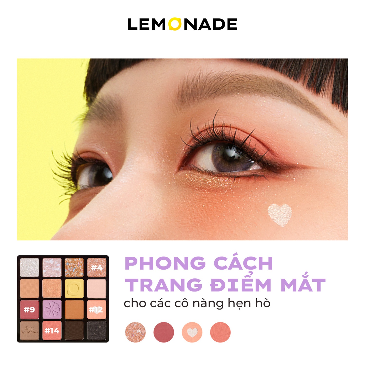 Phấn mắt LEMONADE aesthetic 16 ô - vàng (bản 2)