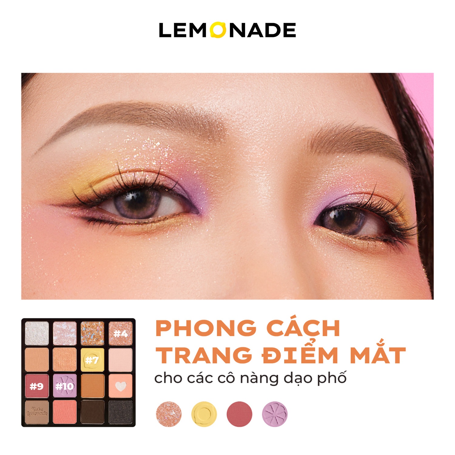 Phấn mắt LEMONADE aesthetic 16 ô - vàng (bản 2)