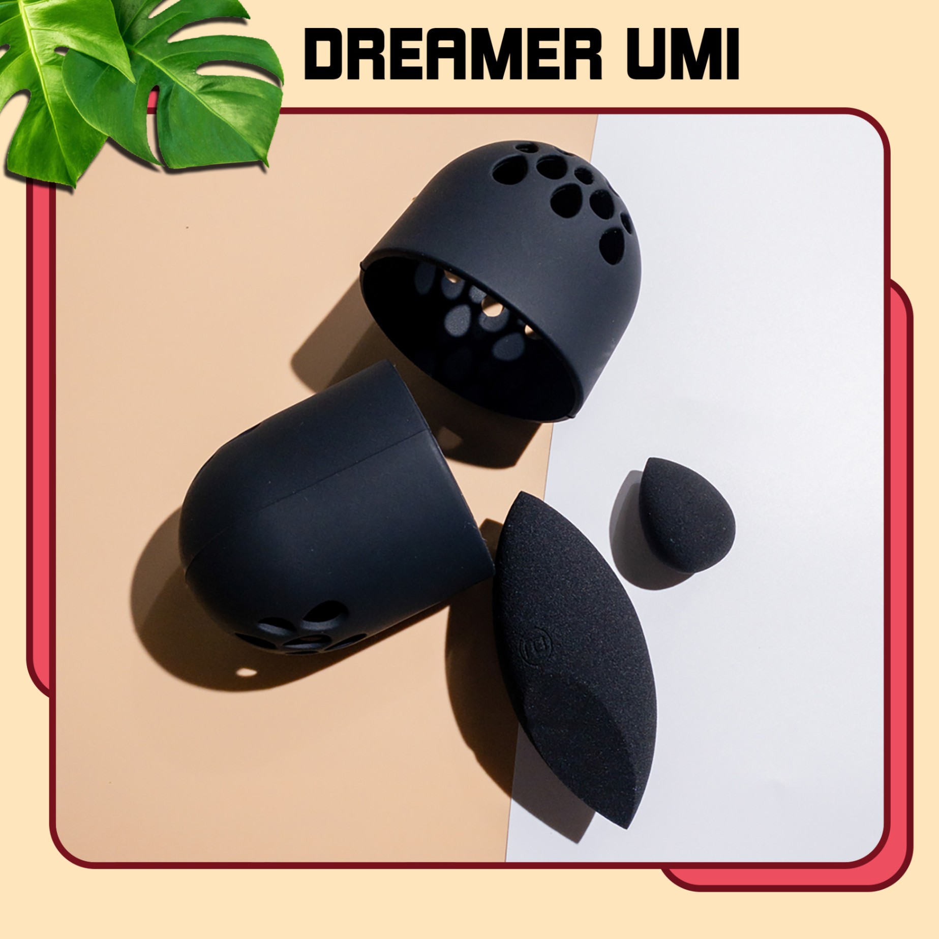 Mút tán nền DREAMER UMI (2 cục + hộp silicon) - mút đen