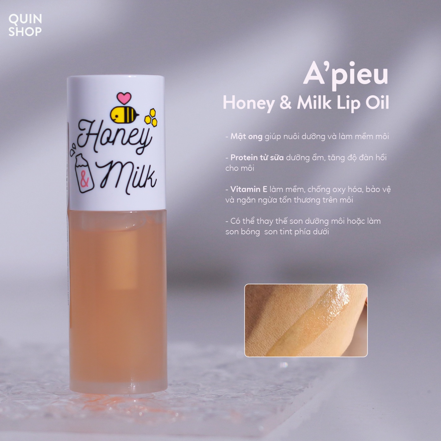 Son dưỡng A'PIEU honey & milk lip oil 5g - mật ong