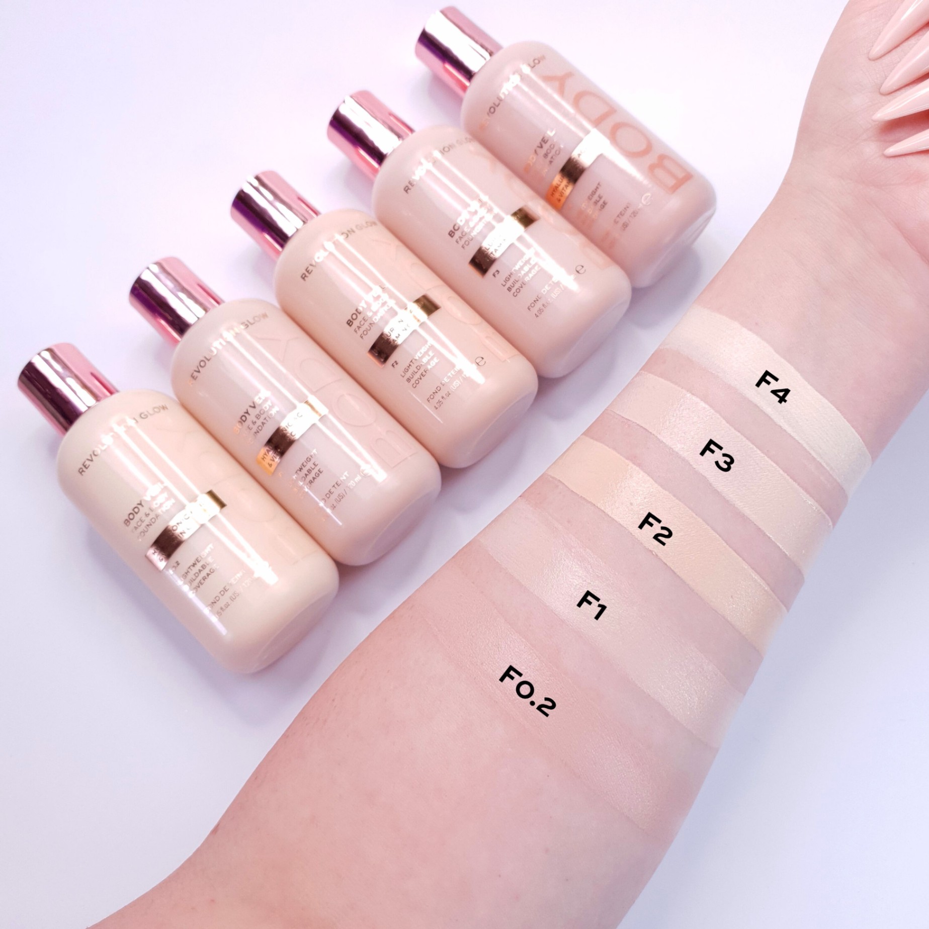 Kem nền REVOLUTION body veil foundation 120ml - #F2