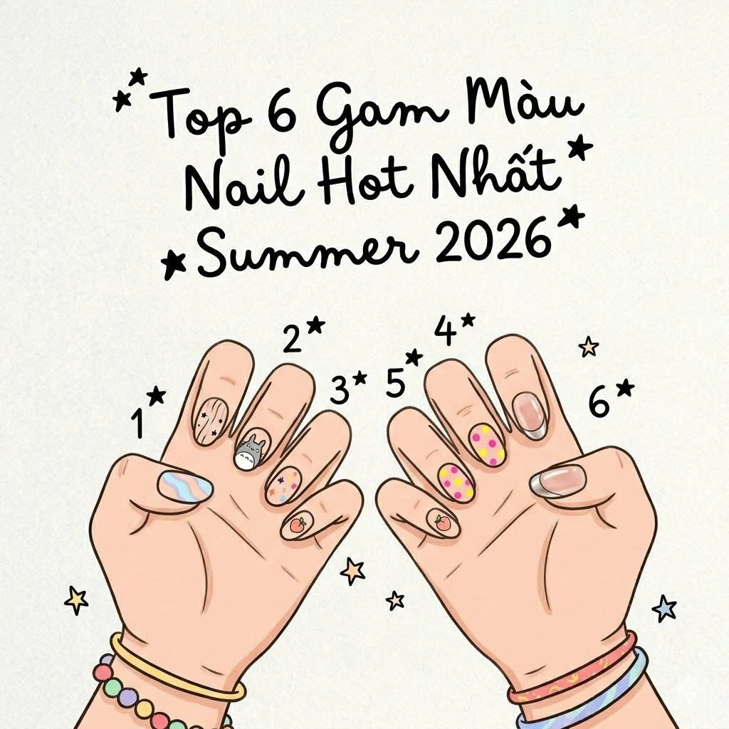 Màu Xu Hướng Nail Hè 2026 - Top 6 Gam Màu Hot Nhất Năm Nay Nàng Nên Biết