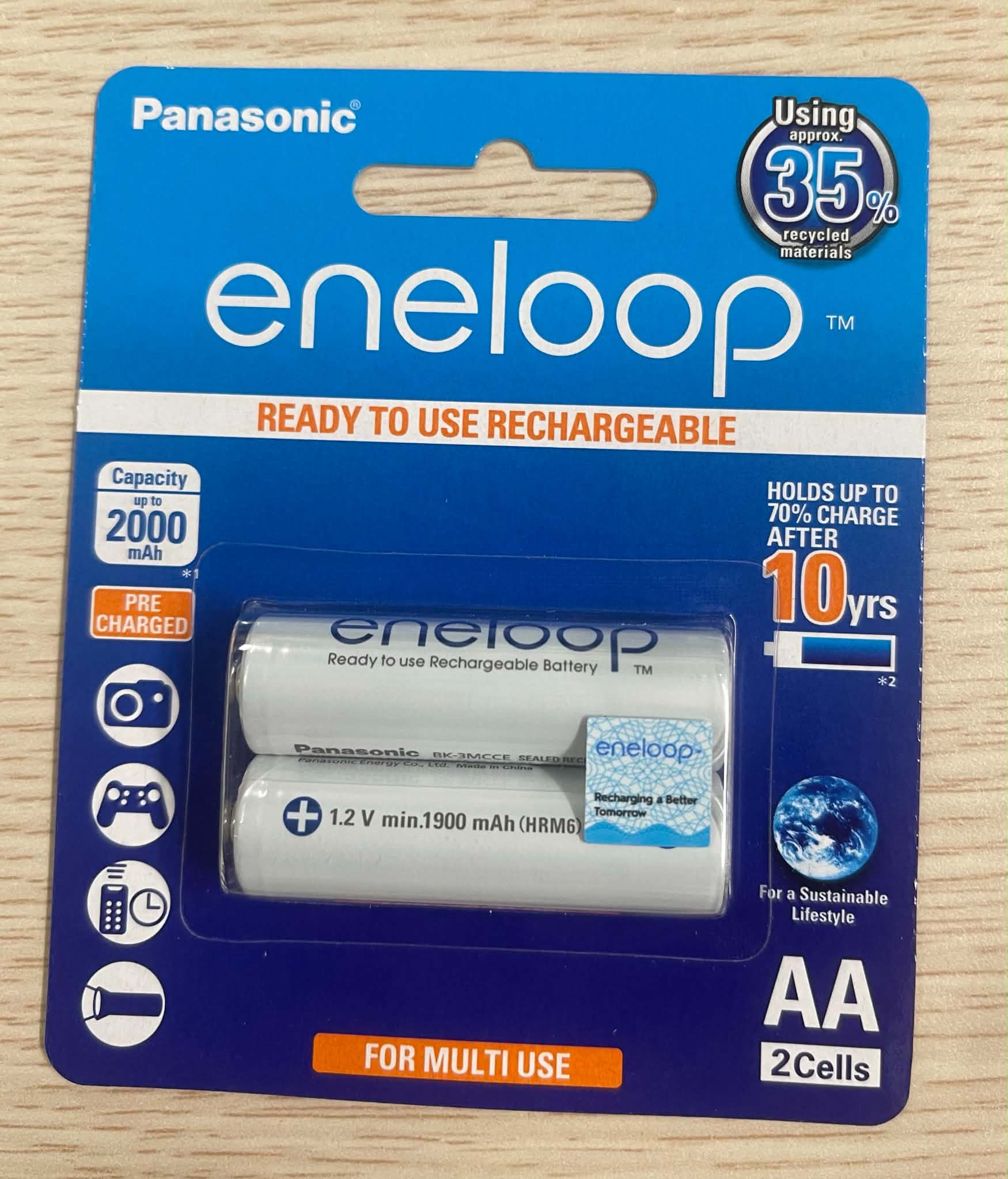 (01 viên) Pin sạc Eneloop Panasonic AA màu trắng (Phiên bản xuất khẩu - Min 1900 mAh - 2100 lần sạc - Điện áp 1,2v - 1,5v)