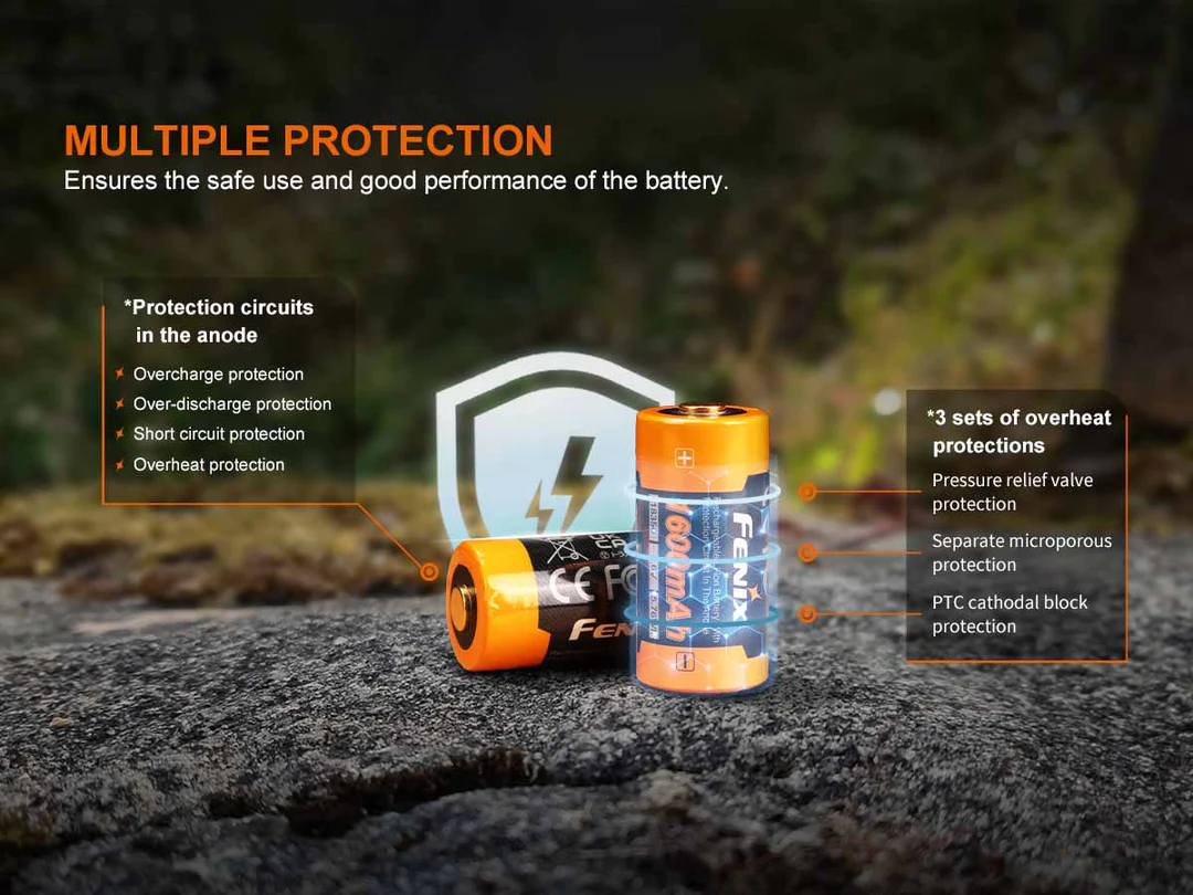 (01 viên) Pin sạc Fenix 18350 - ARB-L18-1600 - 1600mAh - 3.6V