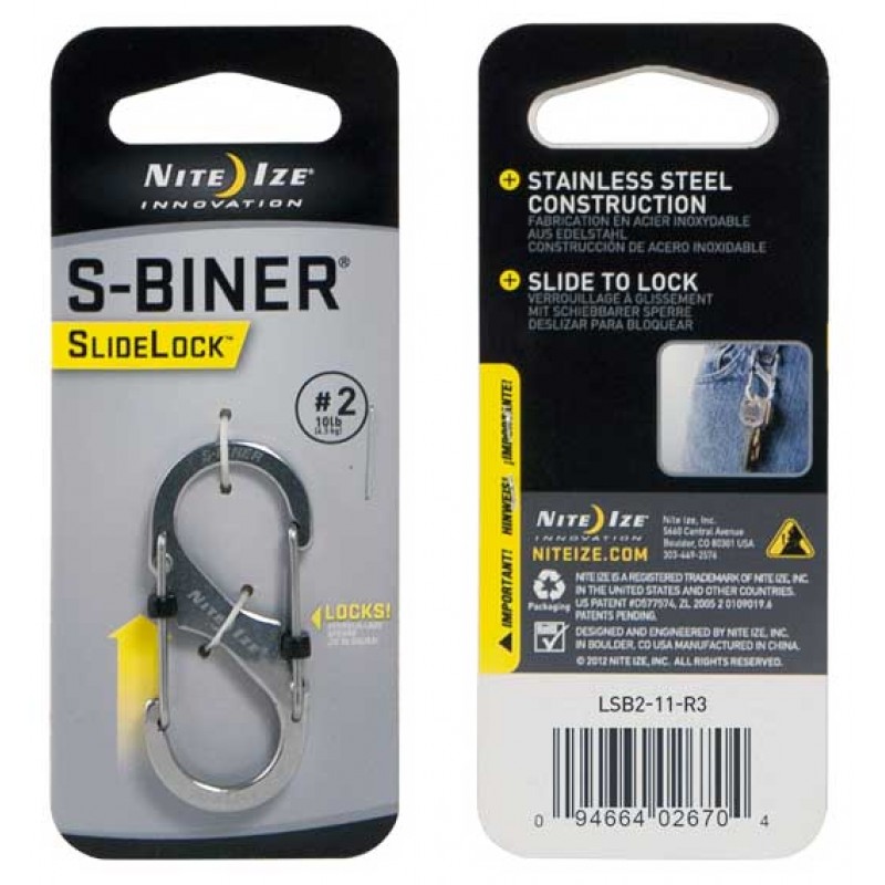 Nite Ize - Móc khóa LSB2-11-R3 - S-Biner Slidelock Size 2 (Thép không gỉ)