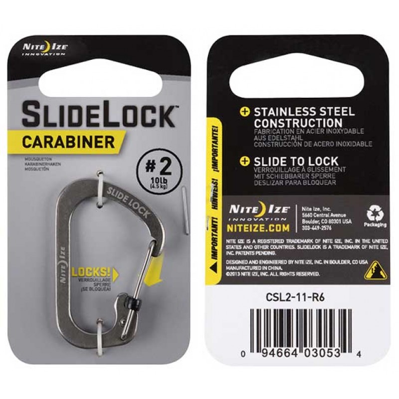 Nite Ize - Móc khóa CSL2-11-R6 - Slidelock Size #2 Carabiner (Thép không gỉ)