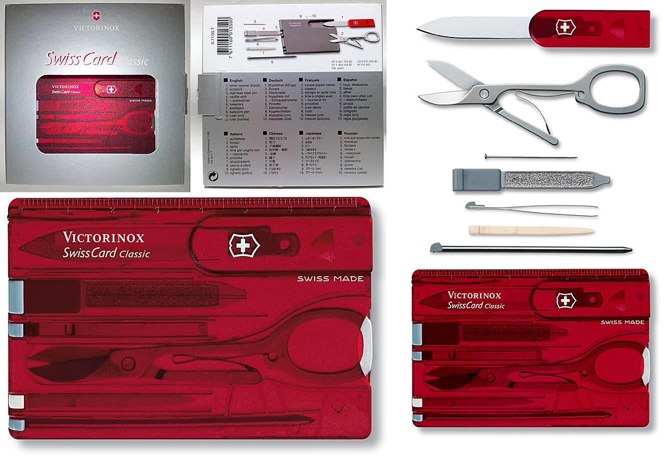 Thẻ đa năng Victorinox Swisscard Classic Red Trans (Có kéo - Đỏ trong)