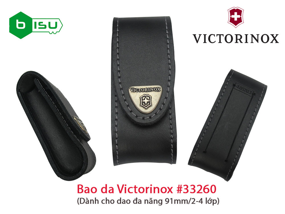 Phụ kiện Victorinox - Bao da Victorinox 33260 / 4.0520.3 (Màu đen - 91mm & 2-4 lớp)