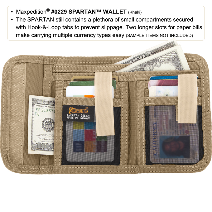 Maxpedition - Ví SPARTAN Wallet (màu Đen, Khaki, Xanh lá cây,Ghi xám - 0229)