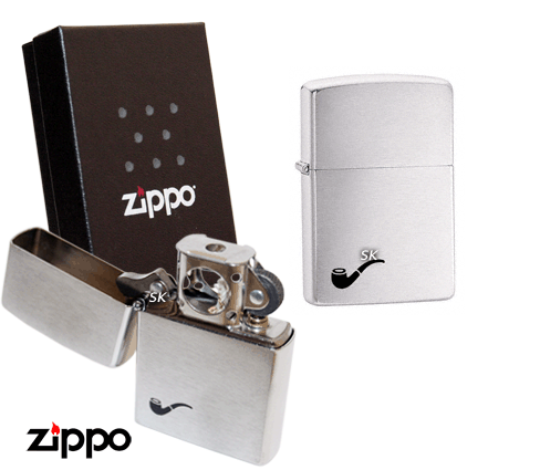 Zippo 200PL - Vỏ Chrome xước hình cái tẩu (Pipe Brushed Chrome)