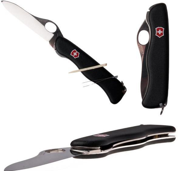 Dụng Cụ Đa Năng Victorinox 111mm Onehand Sentinel Black Lưỡi Thẳng 