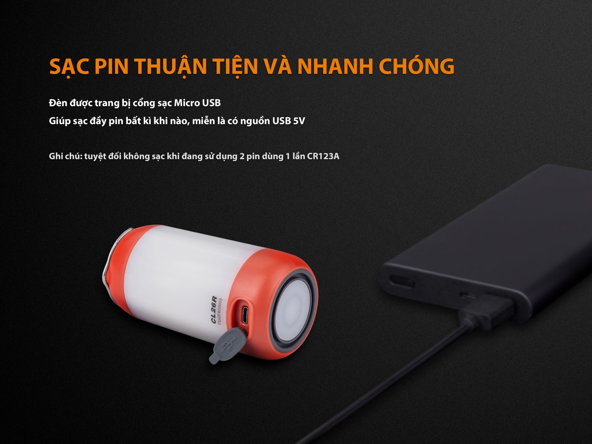 Đèn pin cắm trại FENIX CL26R (400 Lumens) Nhiều màu