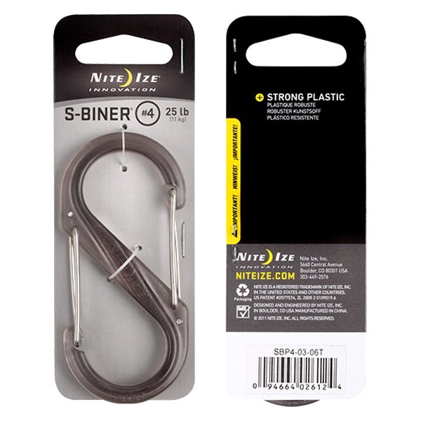 Nite Ize - Móc khóa SBP4-03-06T - S-Biner Plastic Size 4 (Nhựa màu xám trong)