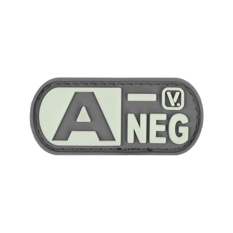 Vanquest - Phù Hiệu Blood Type A- Negative - "Super-Lumen" Glow-In-The-Dark Patch (Cao Su Pvc - 2.25"X1") Nhóm Máu A-