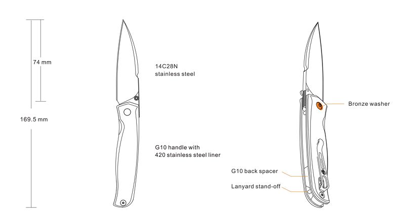 Dụng Cụ Đa Năng Ruike - P662- B (169.5 Mm - Cán Đen Lưỡi Thép 14C28N - 58~60 Hrc)