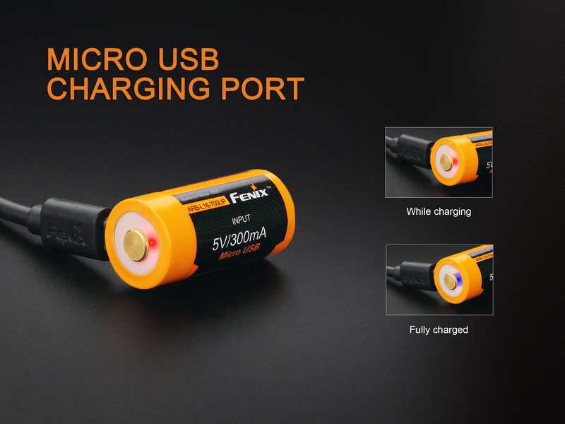 (01 viên) Pin sạc Fenix 16340 - ARB-L16-700U - 700 mAh (tích hợp sạc Micro USB trên thân pin)