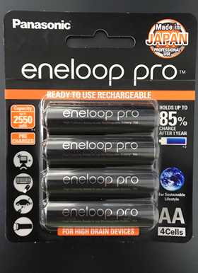(01 viên) Pin sạc Eneloop Panasonic AA PRO màu đen (Phiên bản xuất khẩu - 2550 mAh - 500 lần sạc - Điện áp 1,2v - 1,5v)