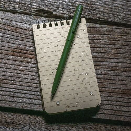 Rite in the Rain All-Weather Metal Clicker Pen, Olive Drab - Black Ink