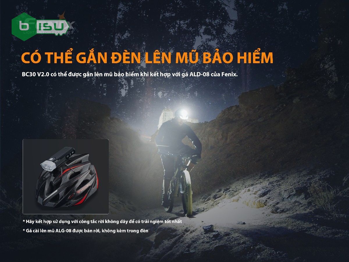 Đèn pin xe đạp FENIX BC30 V2.0 (2200 Lumens) Tặng kèm 2 pin sạc FENIX 18650 (2600mah)