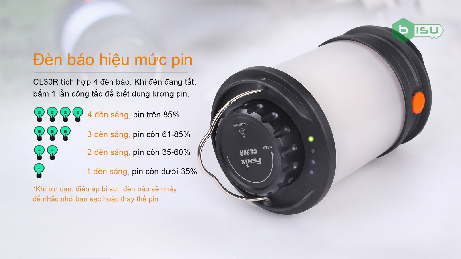 Đèn pin cắm trại FENIX CL30R (650 Lumens)