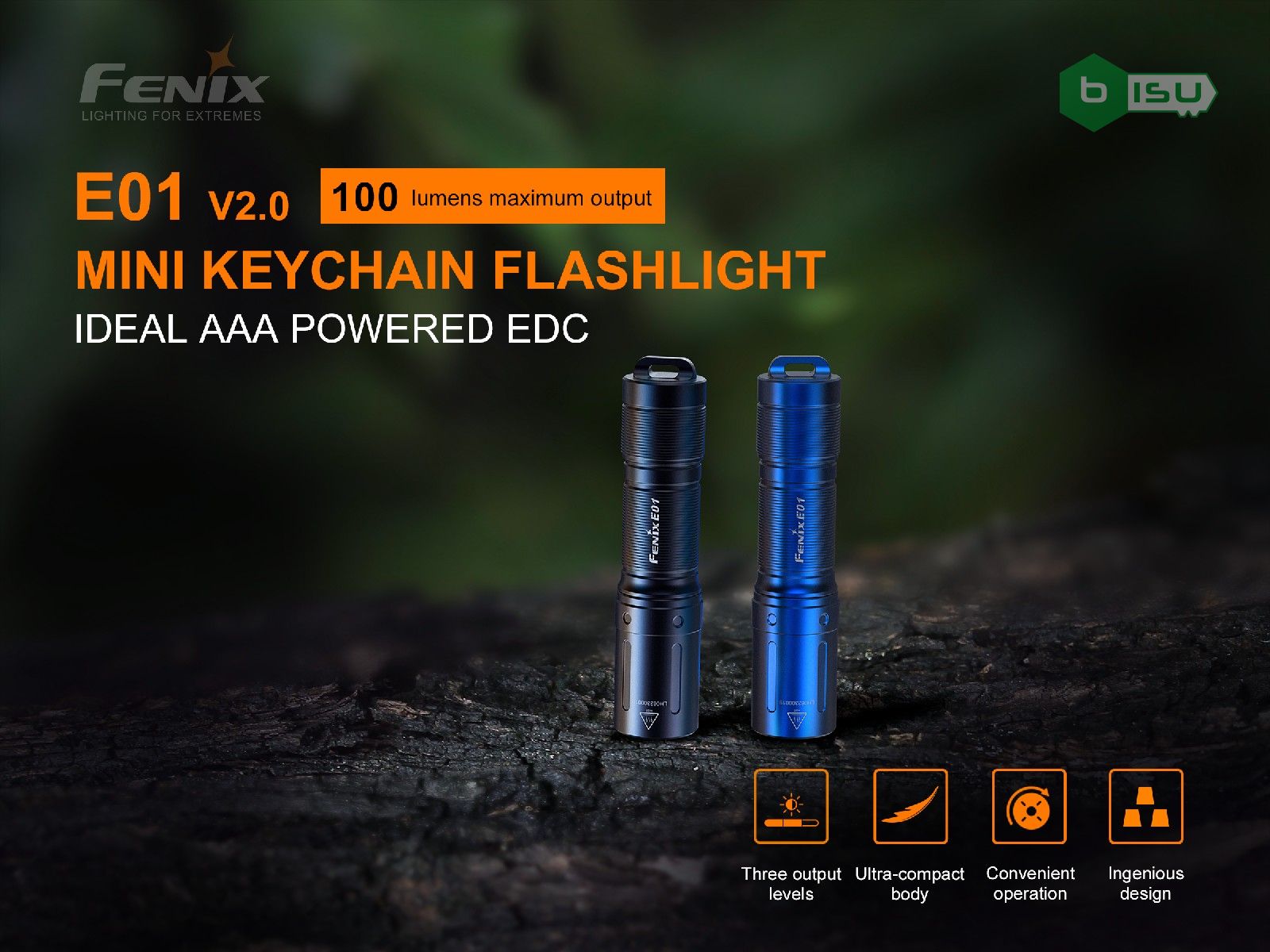 Đèn pin móc khóa FENIX E01 V2.0 (100 Lumens) - màu Blue