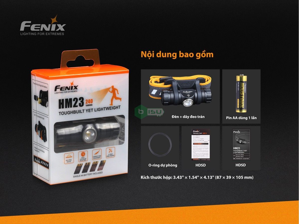 Đèn pin Fenix - HM23 - 240 Lumens (Ánh sáng vàng)