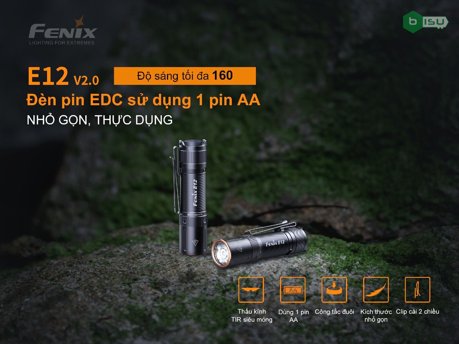 Đèn pin FENIX E12 V2.0 (160 Lumens)