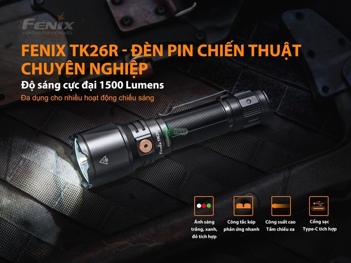 Đèn pin tác chiến FENIX TK26R (1500 Lumens)