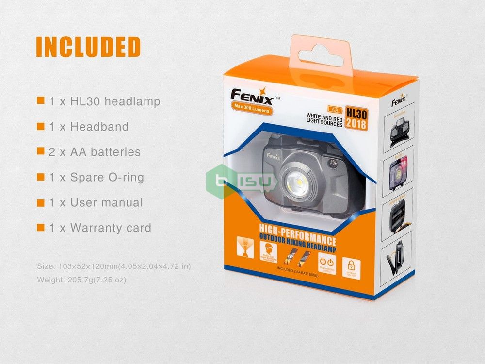 Đèn Pin đội đầu FENIX Hl30 2018 (300 Lumens) (Ánh Sáng Trắng)