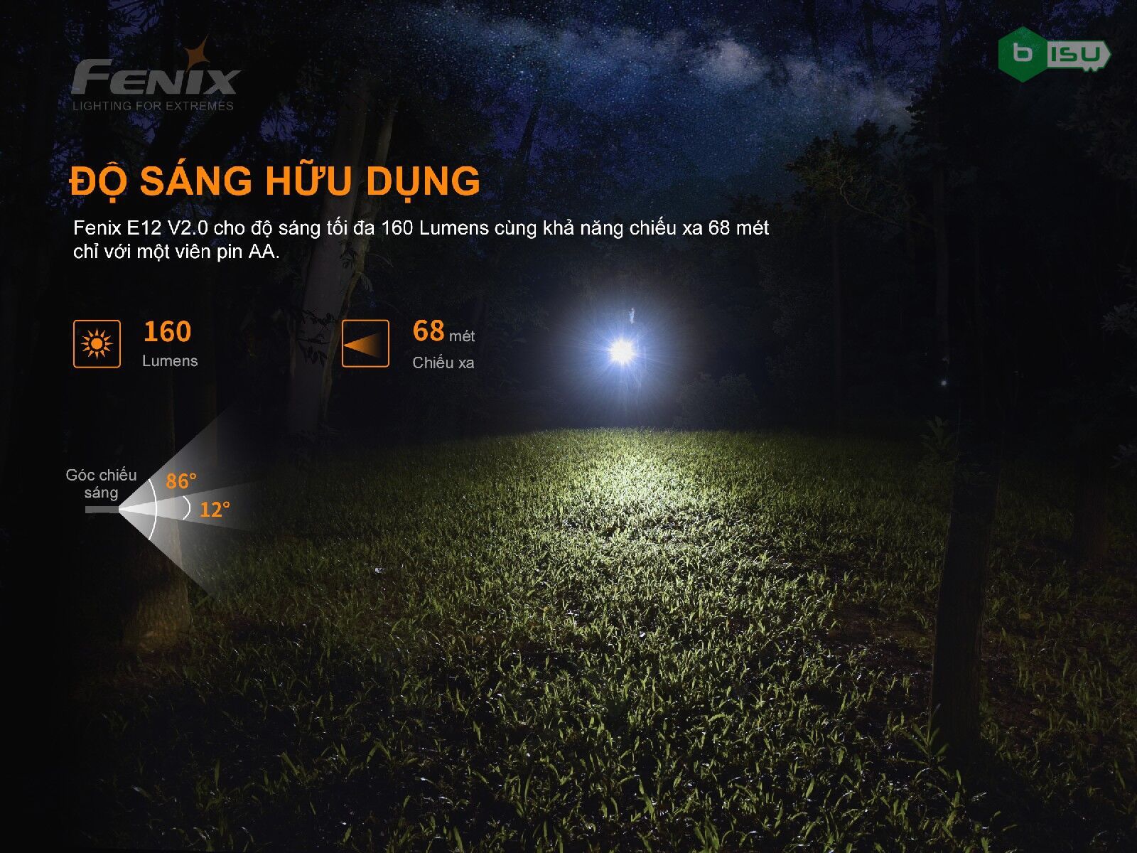 Đèn pin FENIX E12 V2.0 (160 Lumens)