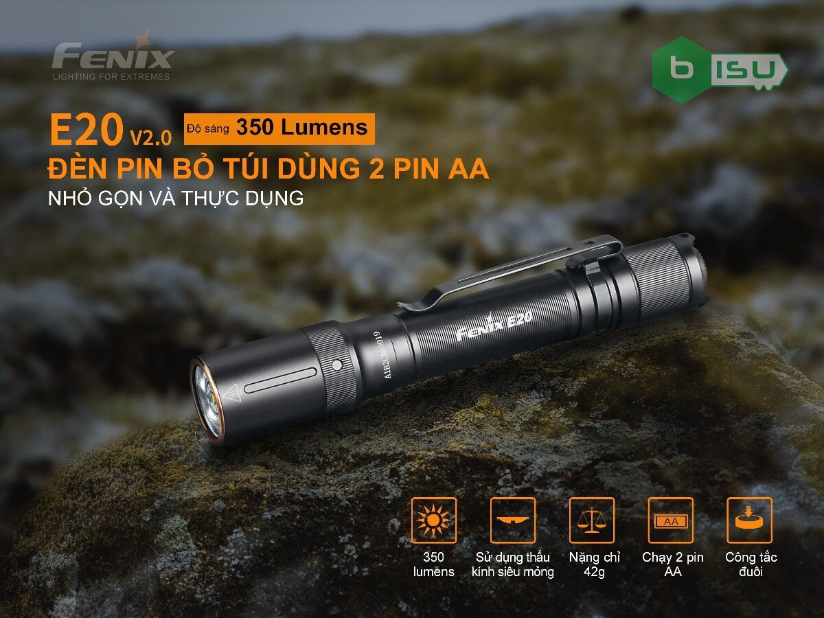 Đèn pin FENIX E20 V2.0 (350 Lumens)