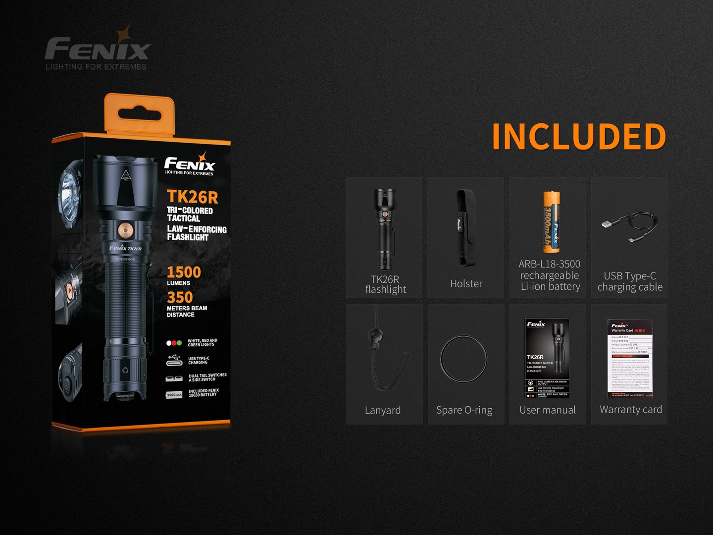 Đèn pin tác chiến FENIX TK26R (1500 Lumens)