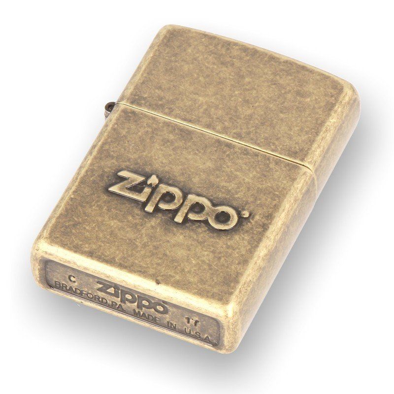 Zippo 28994 - Stamped Logo Classic Antique Lighter, Brass Finish