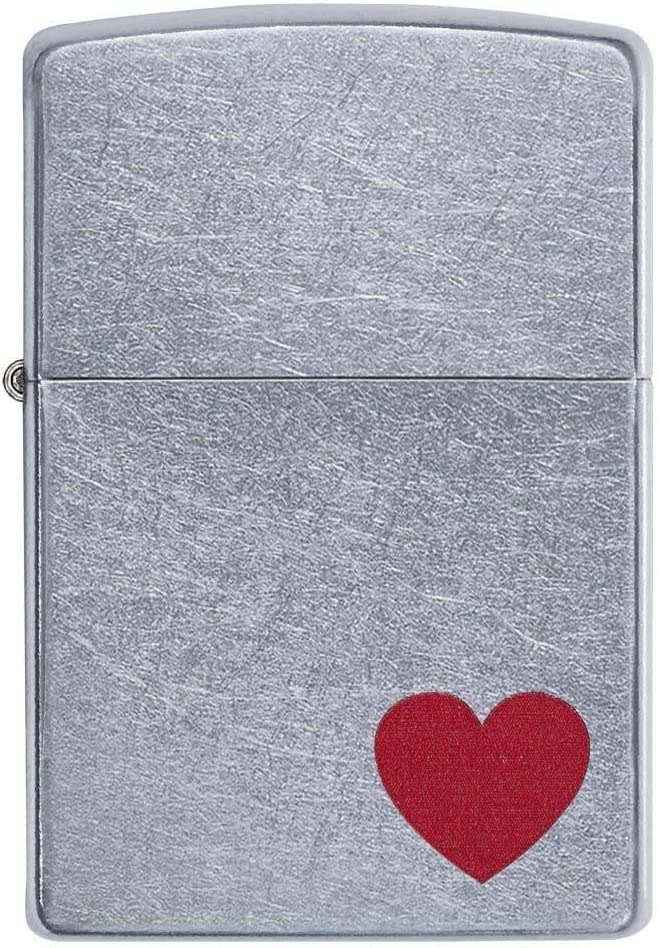 Zippo 29060 - Love, Red Heart Lighter, Street Chrome Finish