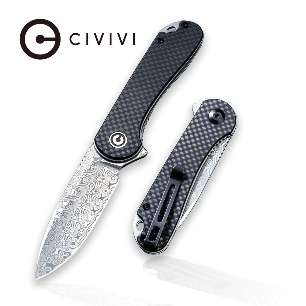 Civivi Elementum Linerlock Damascus cán Carbon