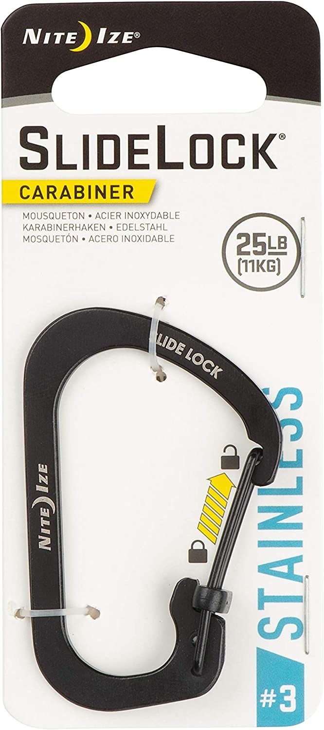 Nite Ize - Móc khóa CSL3-01-R6 - Slidelock Size #3 Carabiner (Thép đen Black Oxit)