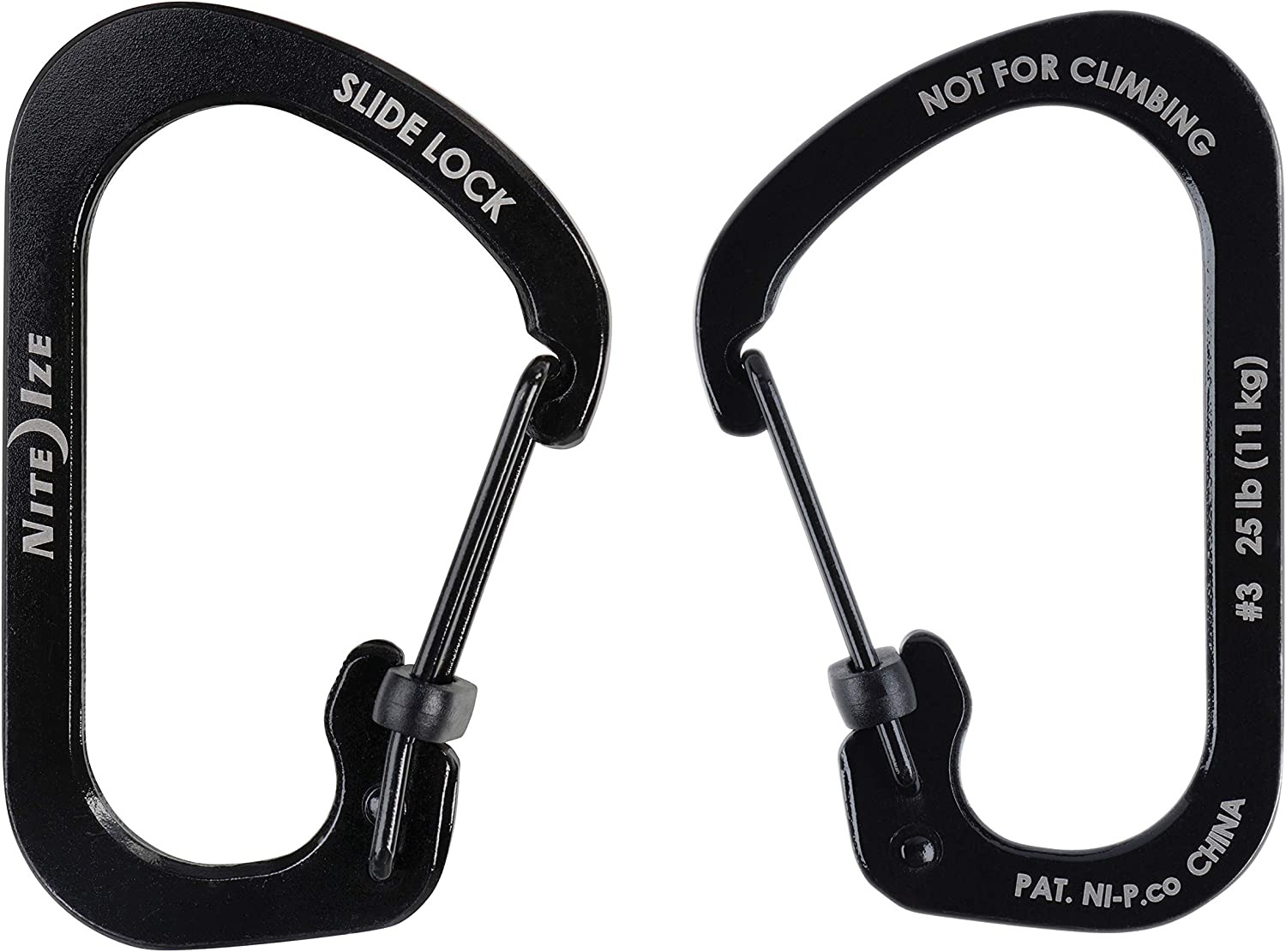 Nite Ize - Móc khóa CSL3-01-R6 - Slidelock Size #3 Carabiner (Thép đen Black Oxit)