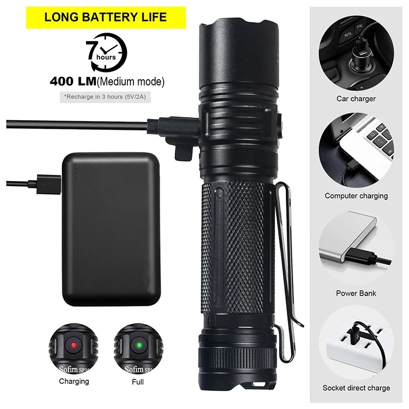 Đèn pin SOFIRN SP35 nhiệt màu 5000k (2000 Lumens)