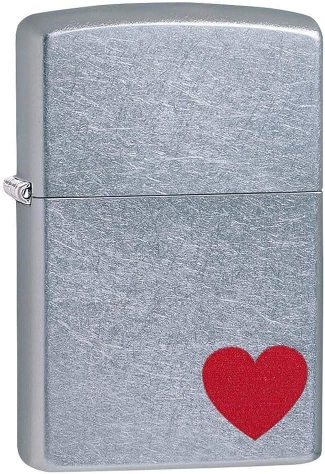 Zippo 29060 - Love, Red Heart Lighter, Street Chrome Finish