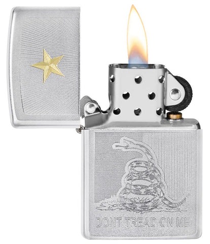 Zippo 49309 - Don’t Tread On Me, Satin Chrome Finish