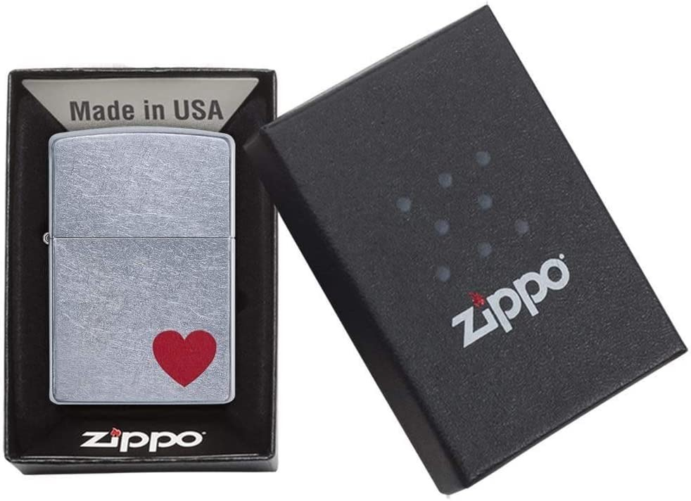 Zippo 29060 - Love, Red Heart Lighter, Street Chrome Finish