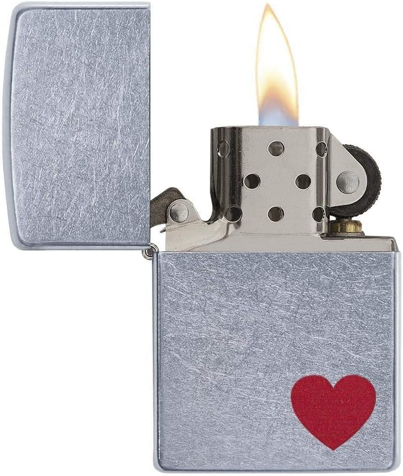 Zippo 29060 - Love, Red Heart Lighter, Street Chrome Finish