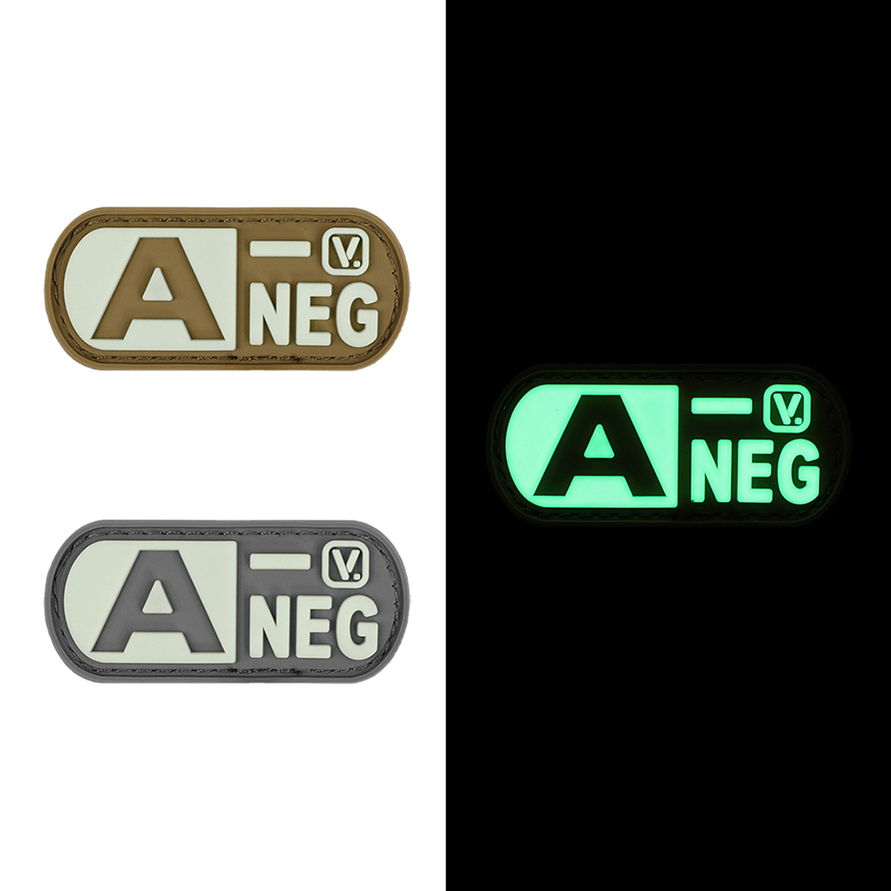 Vanquest - Phù Hiệu Blood Type A- Negative - "Super-Lumen" Glow-In-The-Dark Patch (Cao Su Pvc - 2.25"X1") Nhóm Máu A-