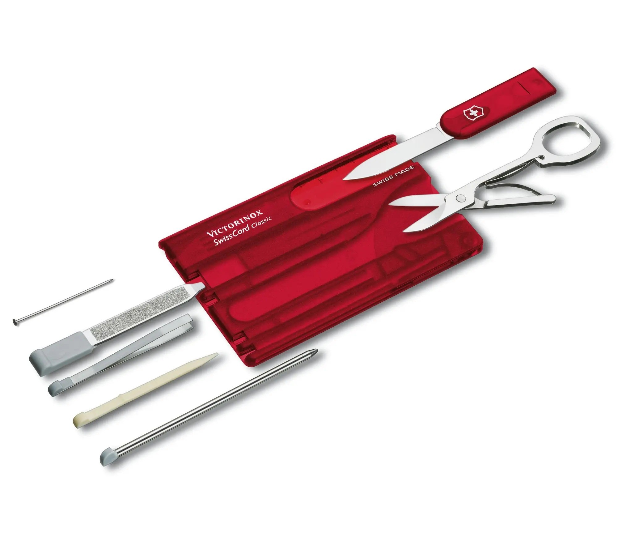 Thẻ đa năng Victorinox Swisscard Classic Red Trans (Có kéo - Đỏ trong)