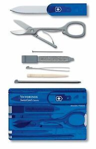 Thẻ đa năng Victorinox Swisscard Classic Blue Trans (Có kéo - Xanh trong)