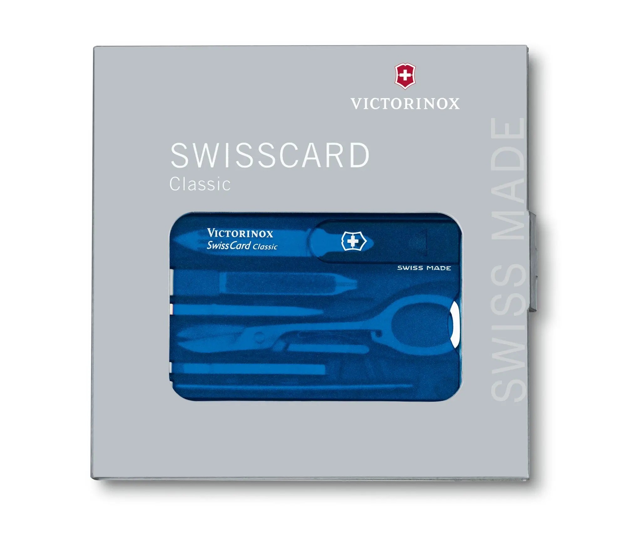 Thẻ đa năng Victorinox Swisscard Classic Blue Trans (Có kéo - Xanh trong)