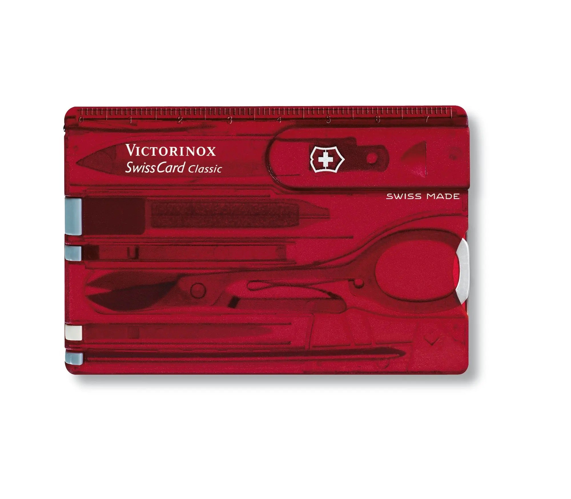 Thẻ đa năng Victorinox Swisscard Classic Red Trans (Có kéo - Đỏ trong)