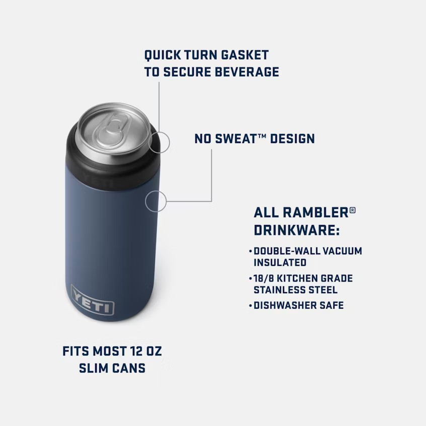 Bình giữ nhiệt lon nước Yeti Rambler Colster Tall Can Cooler 16oz  | 473ml (màu Navy)